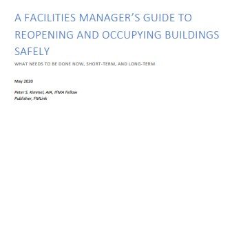 A Facilities Manager's guide to reopening and occupying buildings safely